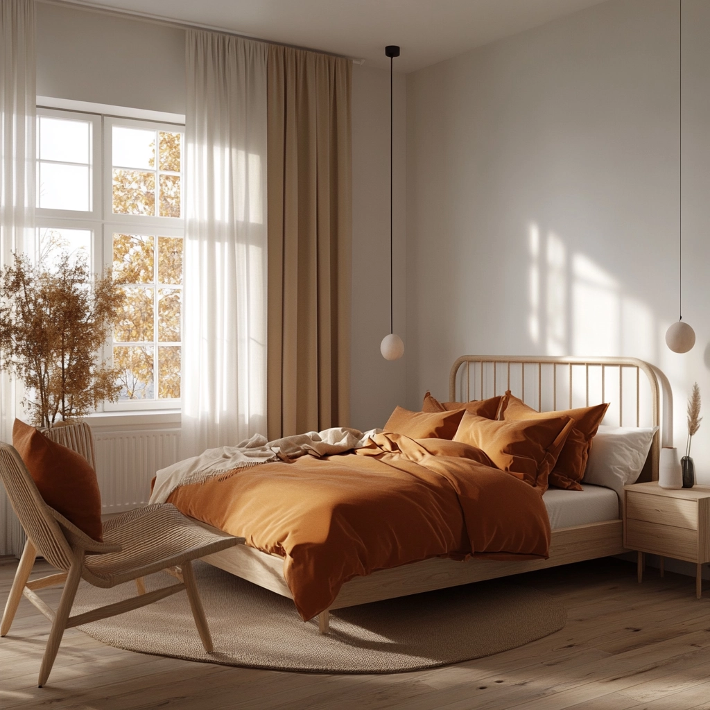 burnt orange farmhouse bedroom 79
