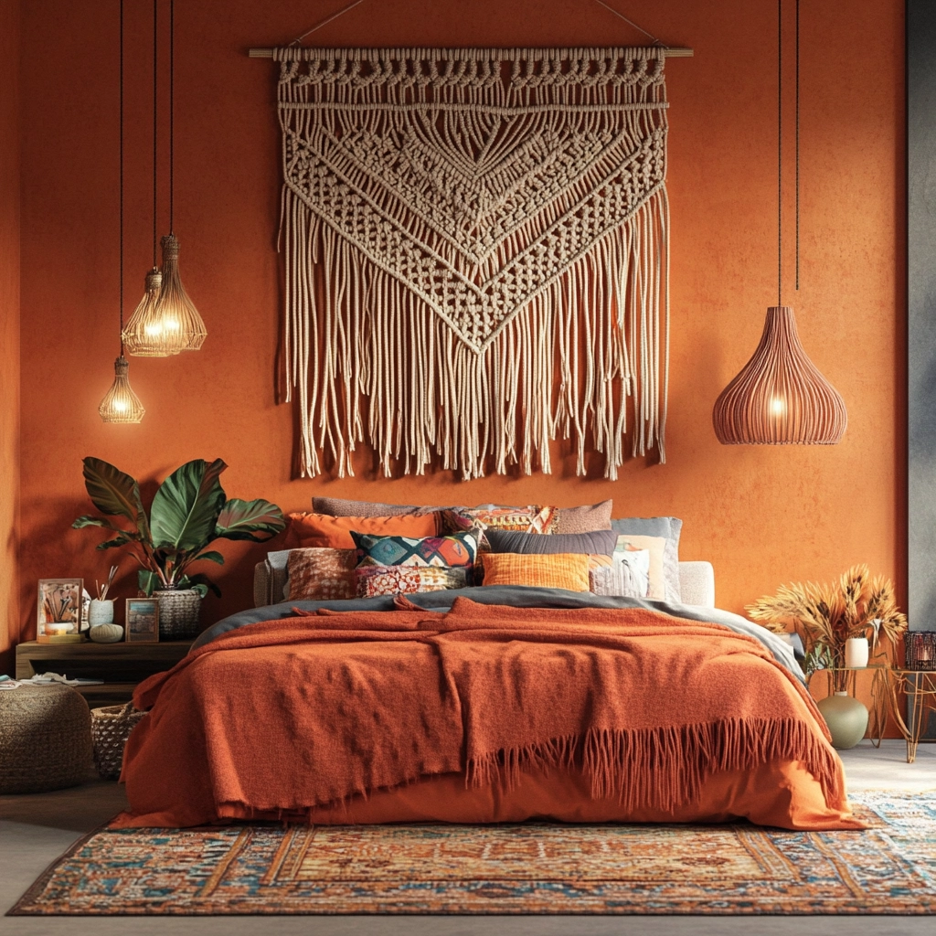 burnt orange farmhouse bedroom 9