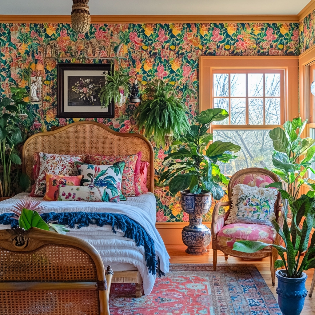 colorful farmhouse bedroom 21