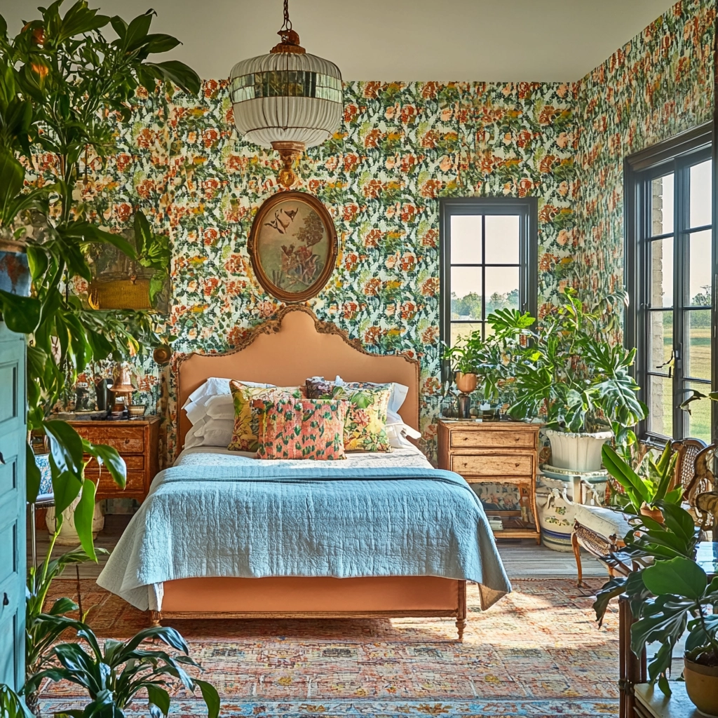 colorful farmhouse bedroom 23