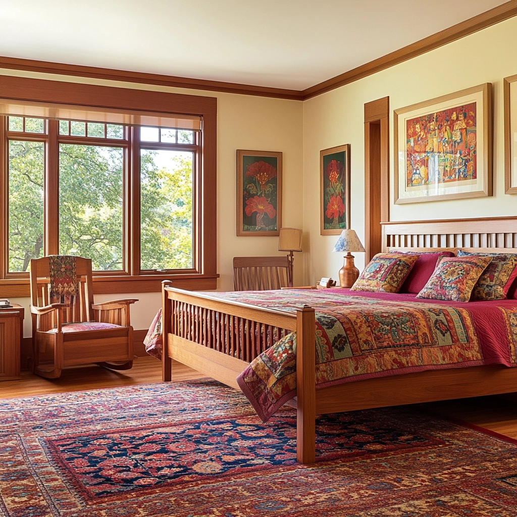 colorful farmhouse bedroom 43