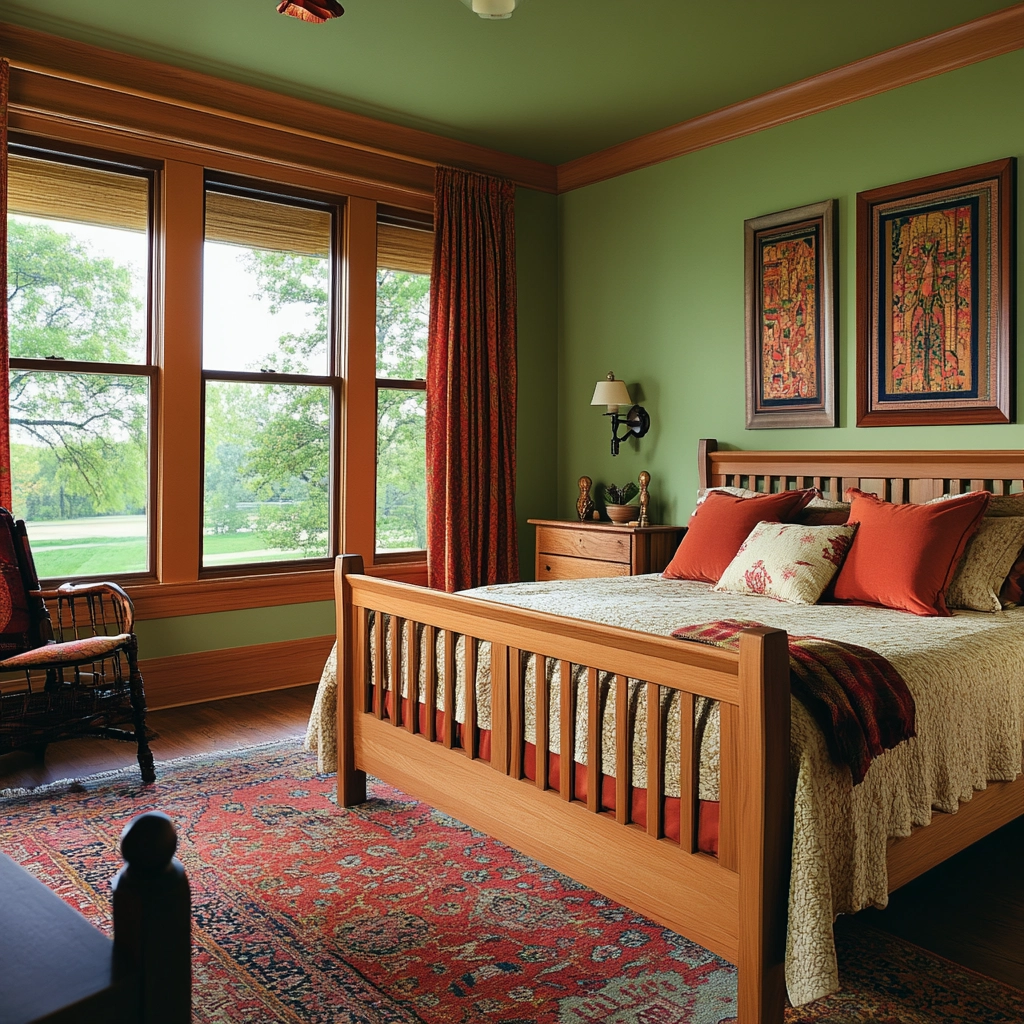 colorful farmhouse bedroom 44
