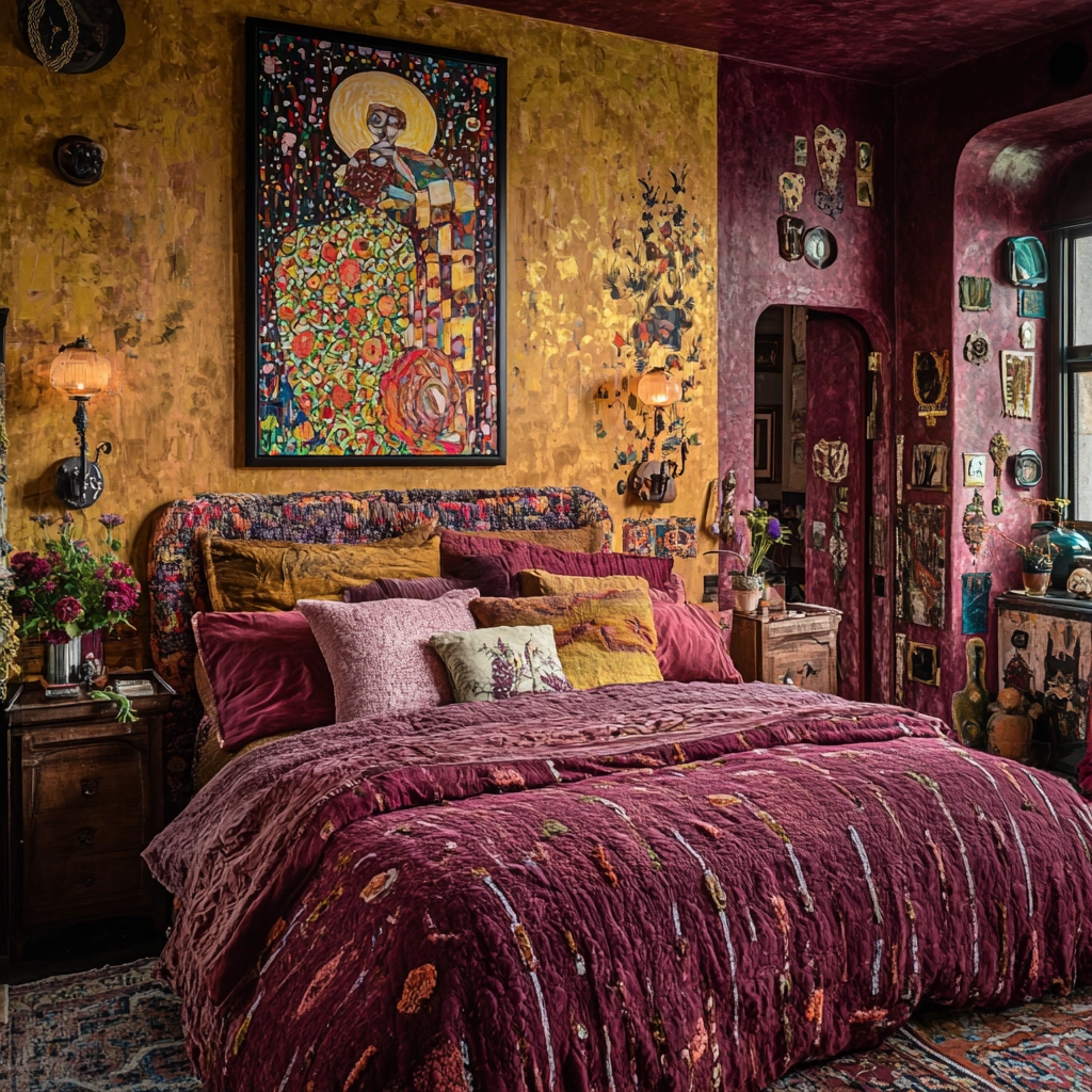 colorful farmhouse bedroom 49