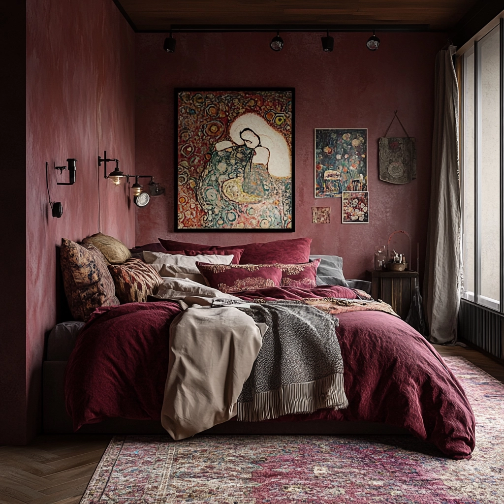 colorful farmhouse bedroom 51