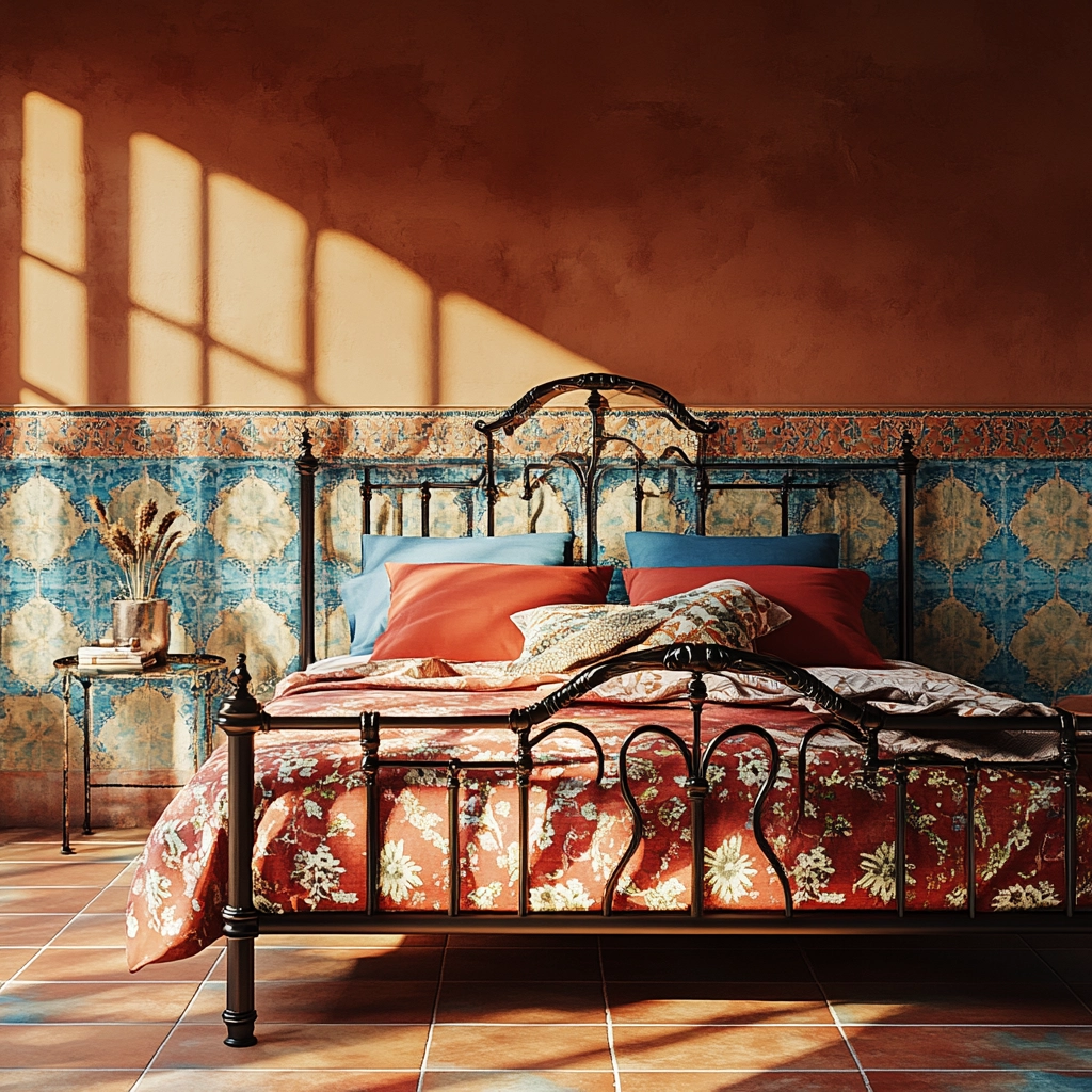 colorful farmhouse bedroom 63