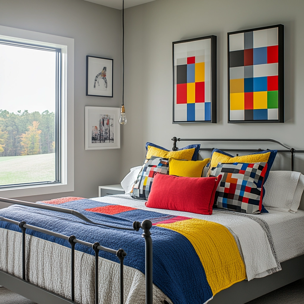 colorful farmhouse bedroom 67