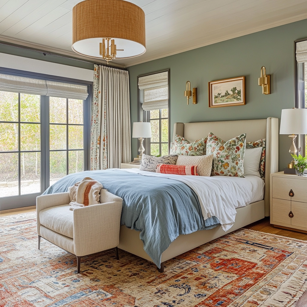 colorful farmhouse bedroom 73
