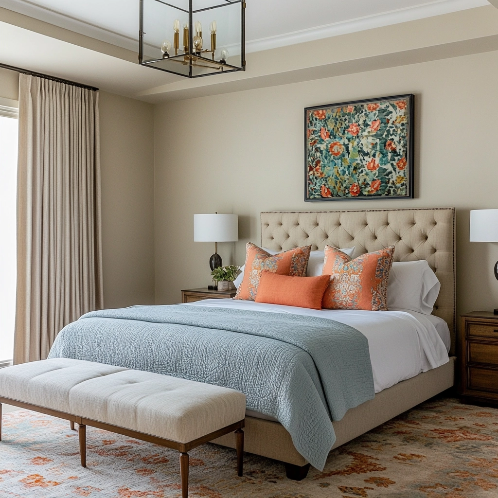colorful farmhouse bedroom 76