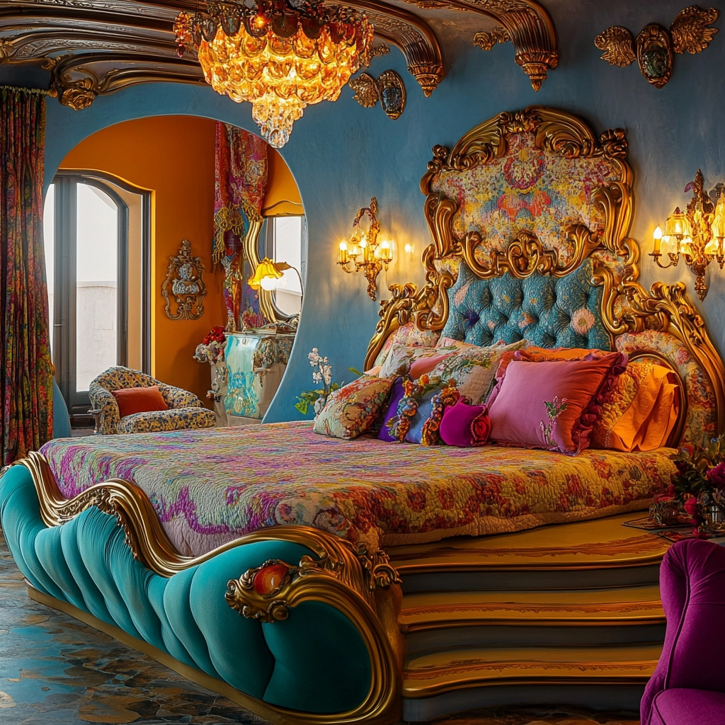 colorful farmhouse bedroom 77