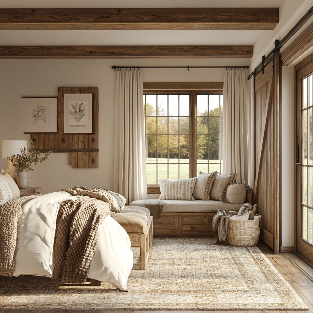 cozy farmhouse bedroom ideas 43