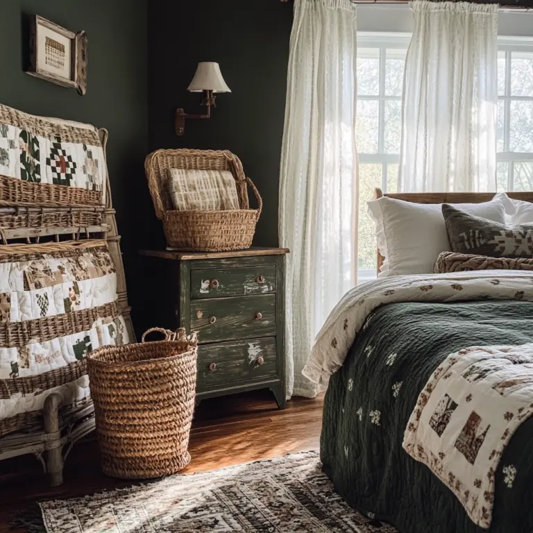 dark green farmhouse bedroom 1