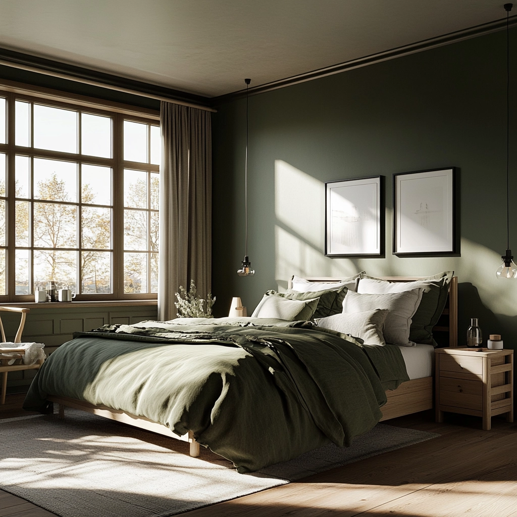 dark green farmhouse bedroom 16