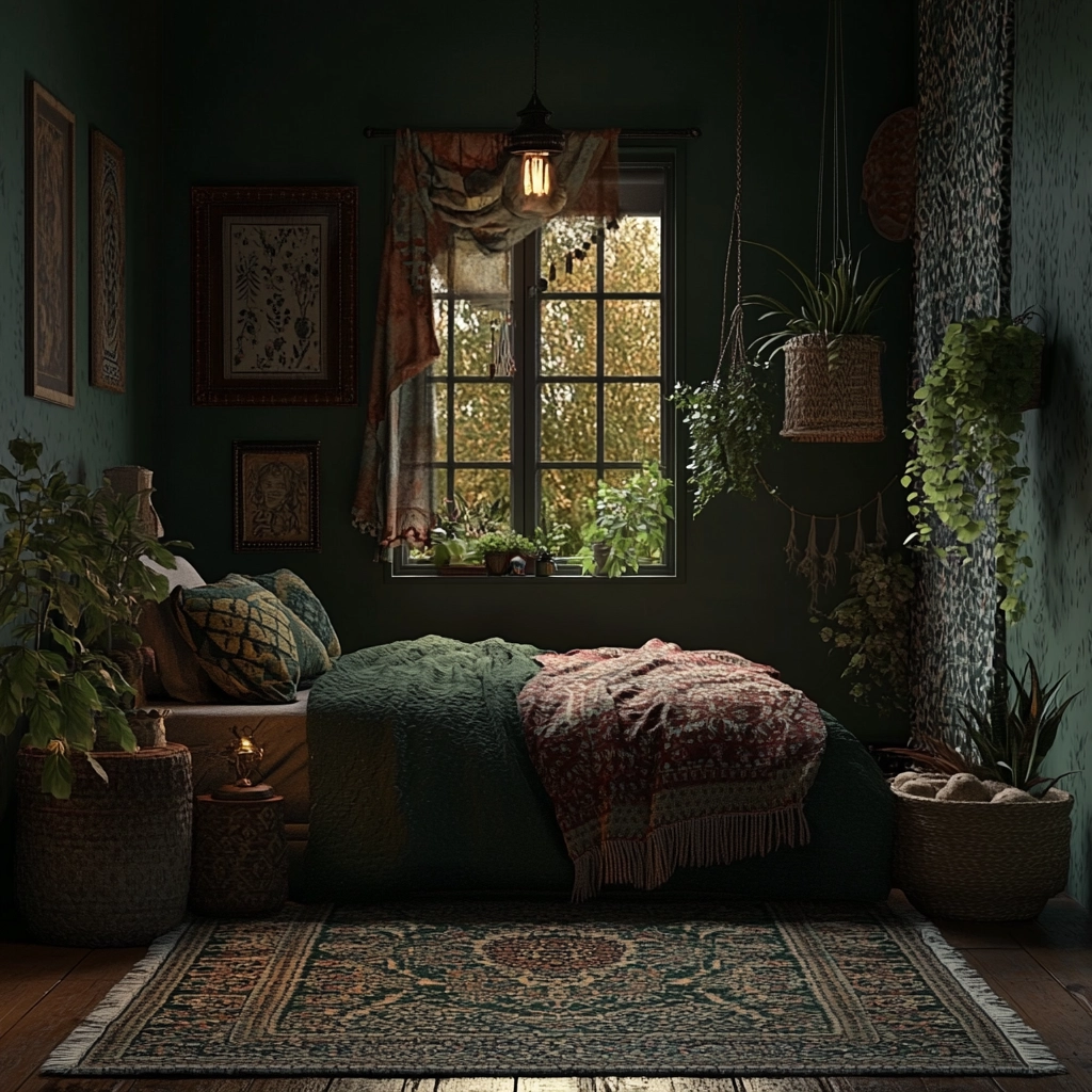dark green farmhouse bedroom 17