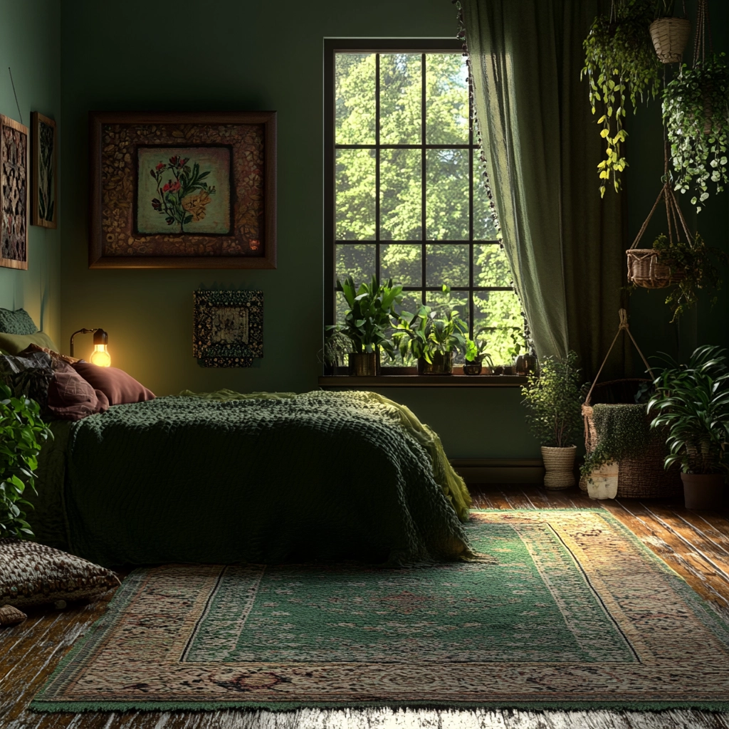 dark green farmhouse bedroom 19