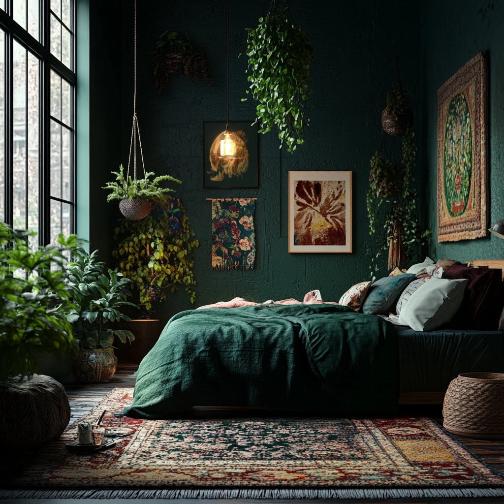 dark green farmhouse bedroom 20