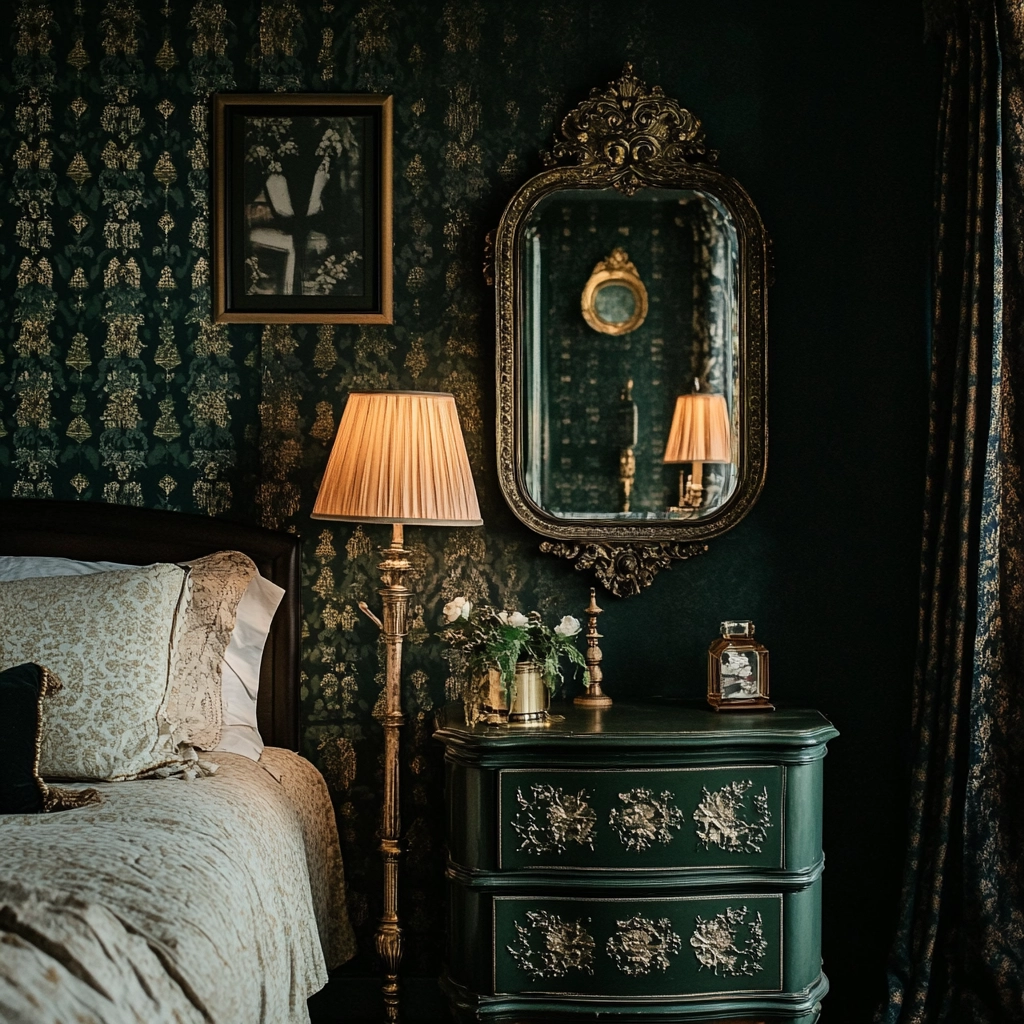 dark green farmhouse bedroom 22