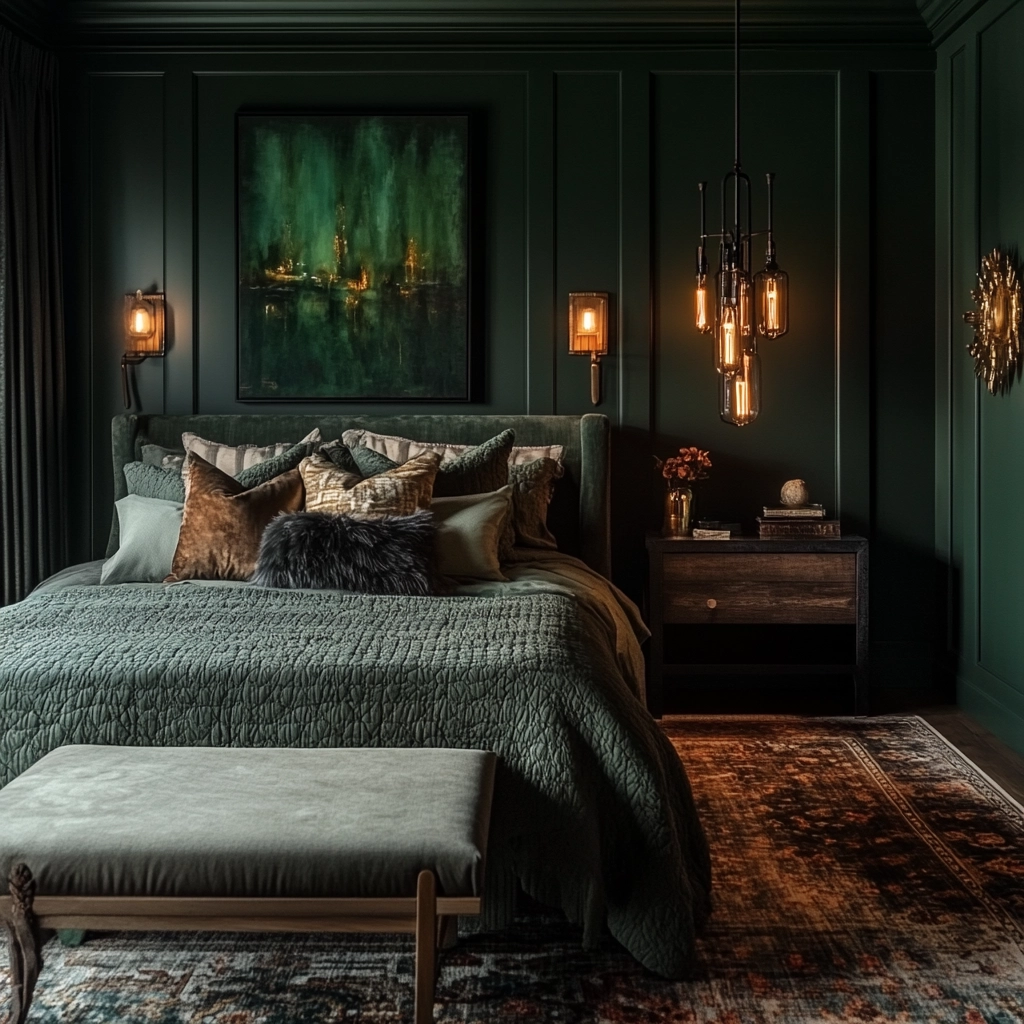 dark green farmhouse bedroom 30