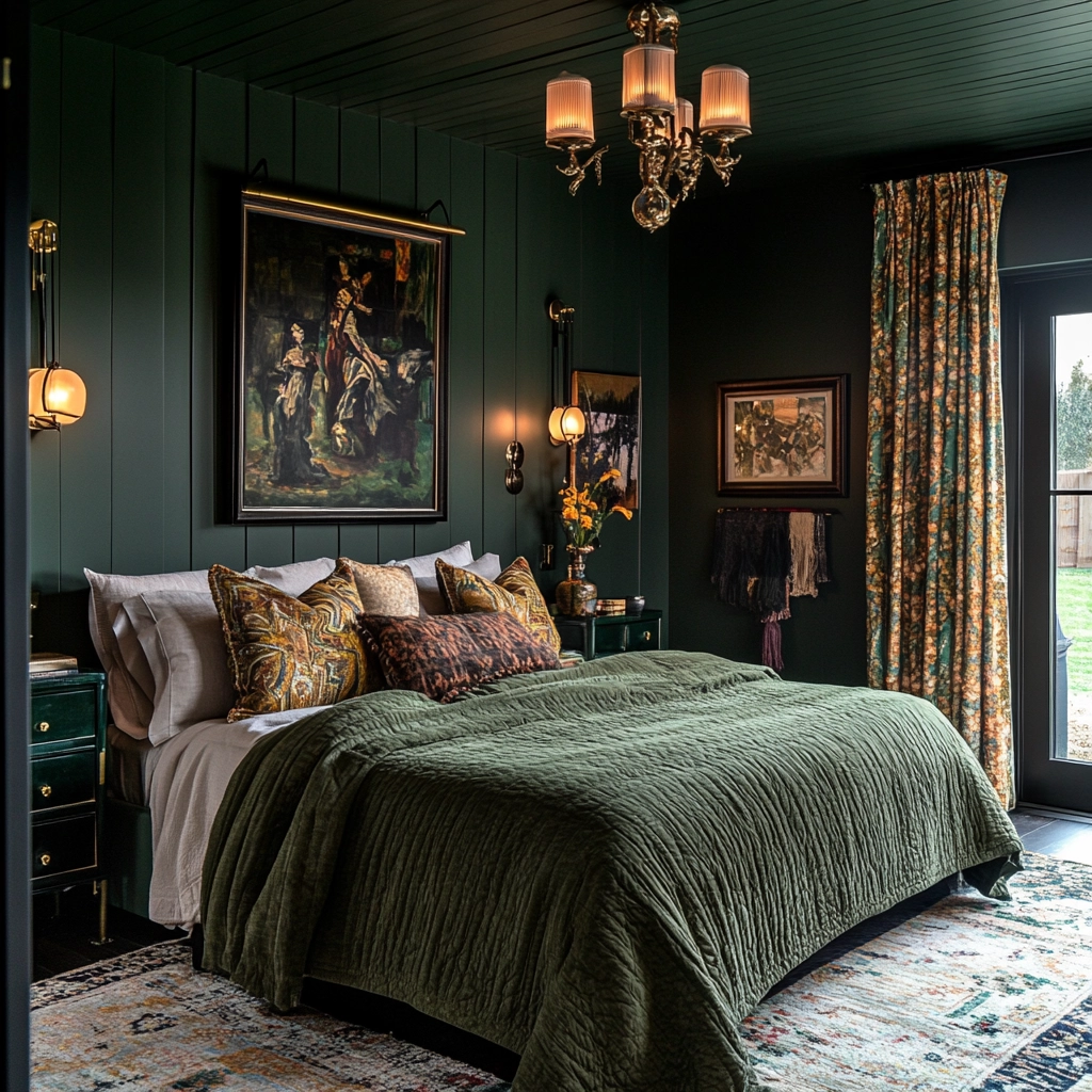 dark green farmhouse bedroom 31
