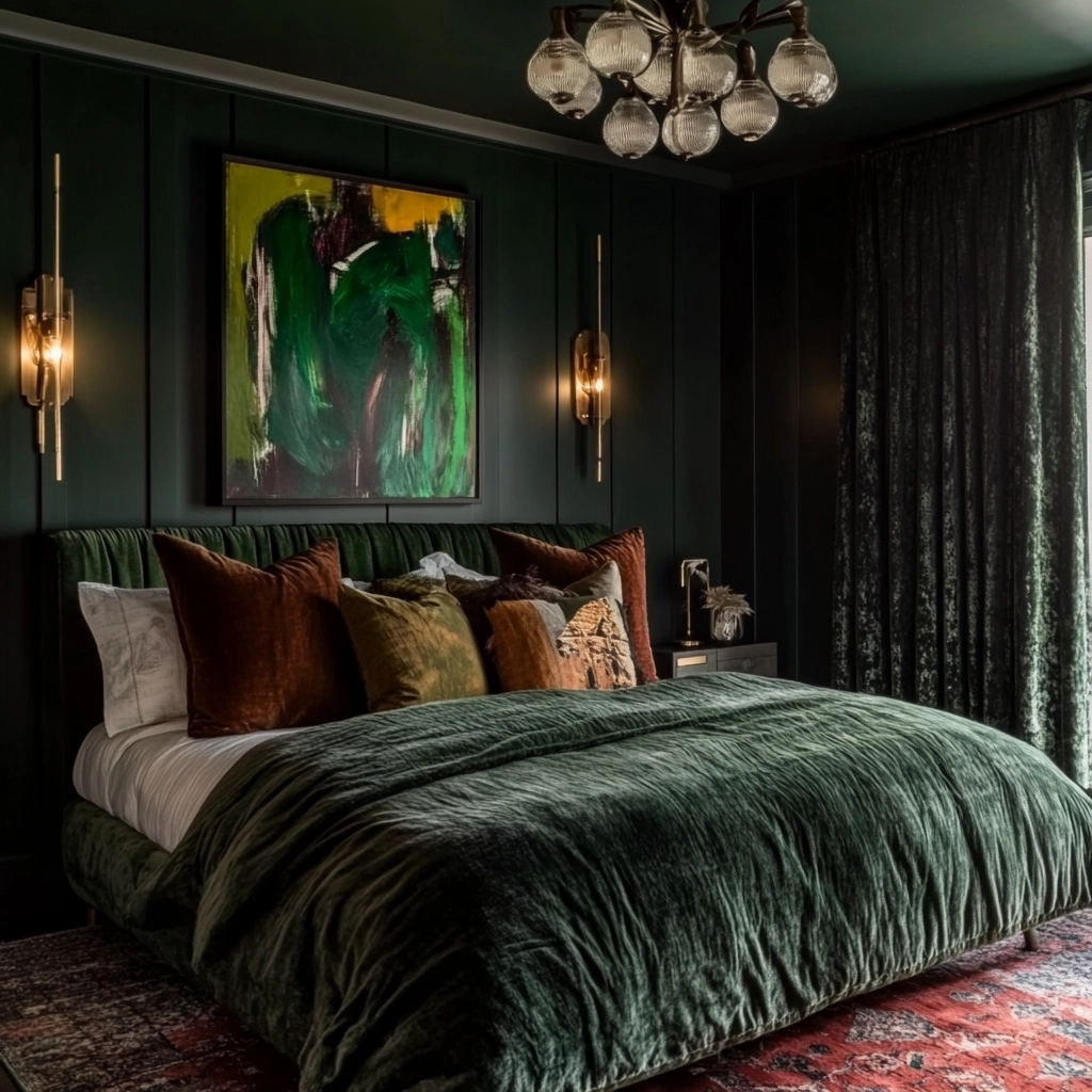dark green farmhouse bedroom 32