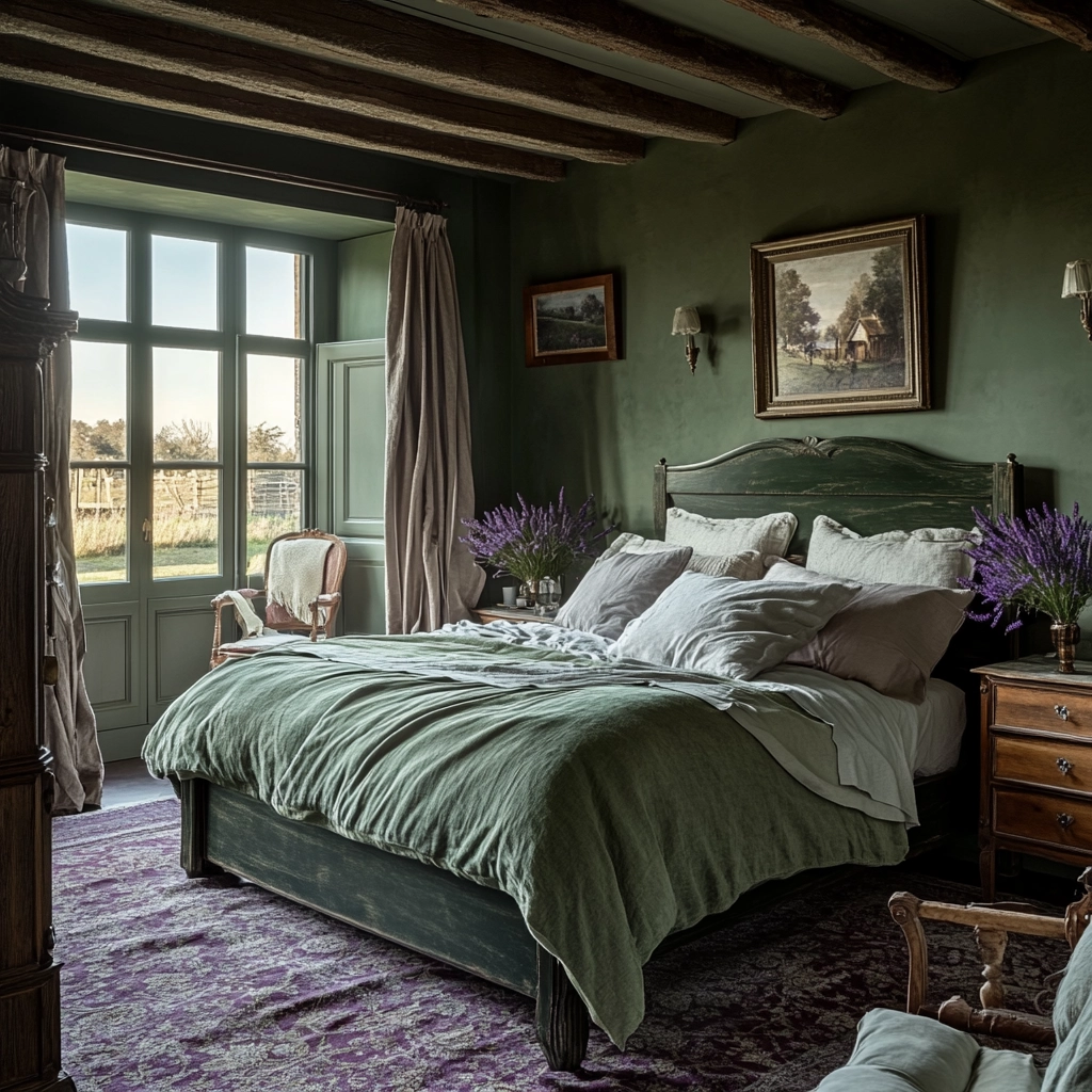 dark green farmhouse bedroom 33