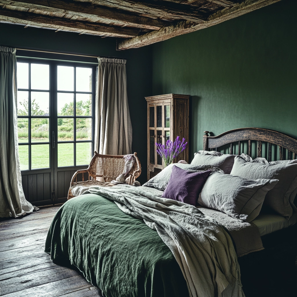 dark green farmhouse bedroom 34