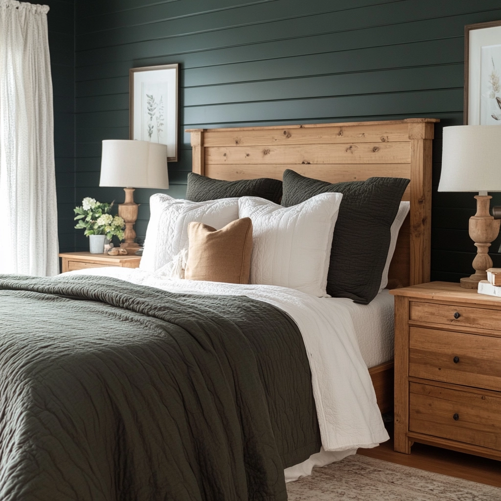 dark green farmhouse bedroom 39