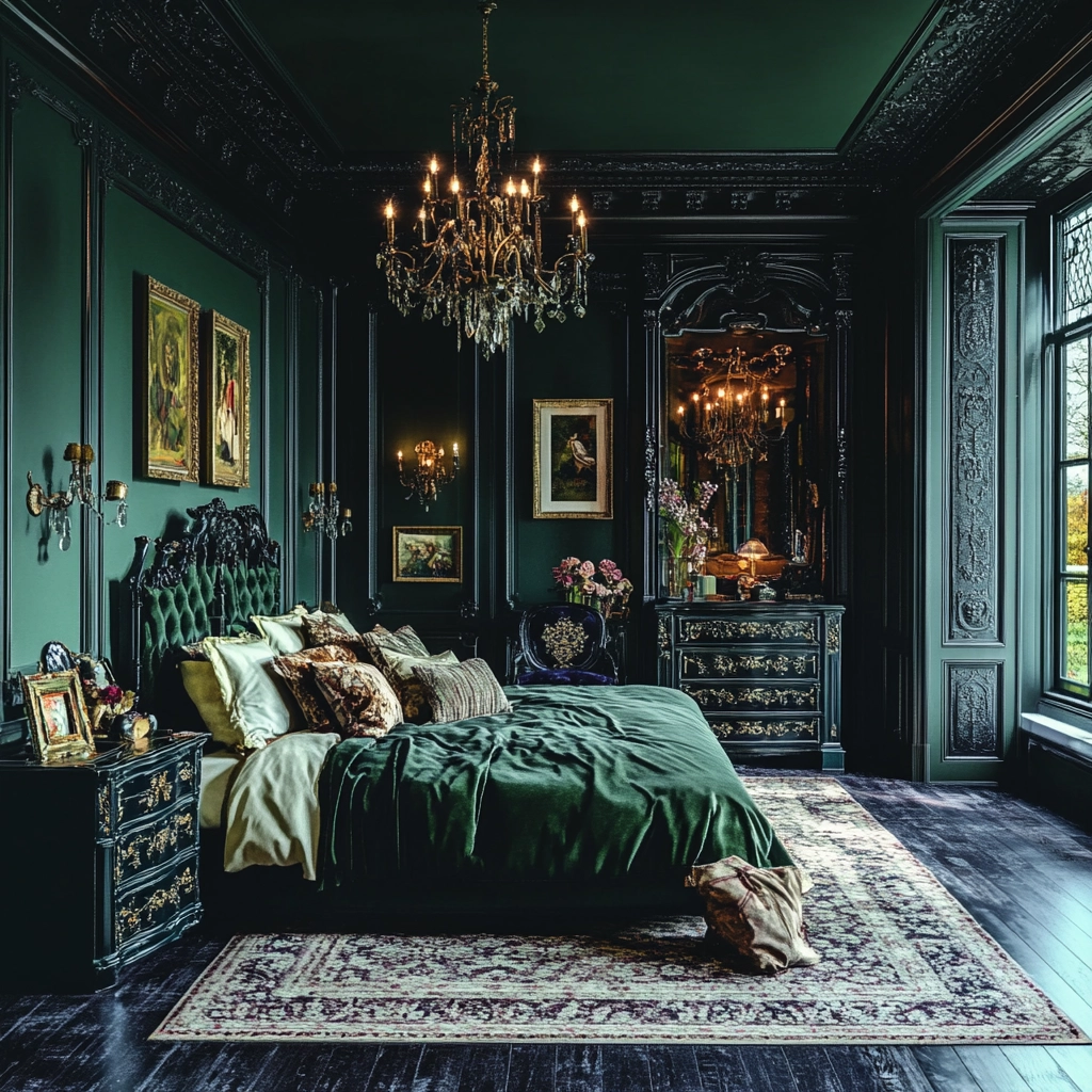 dark green farmhouse bedroom 41