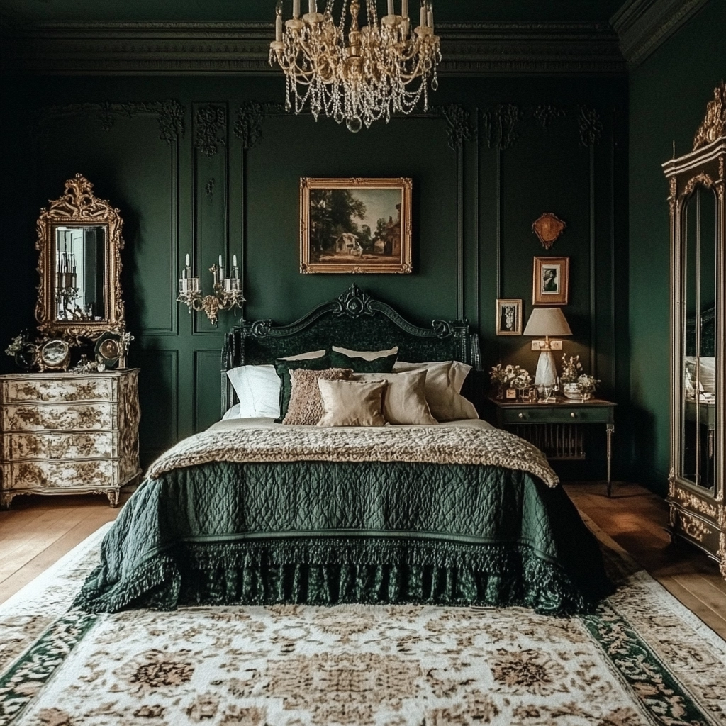 dark green farmhouse bedroom 43