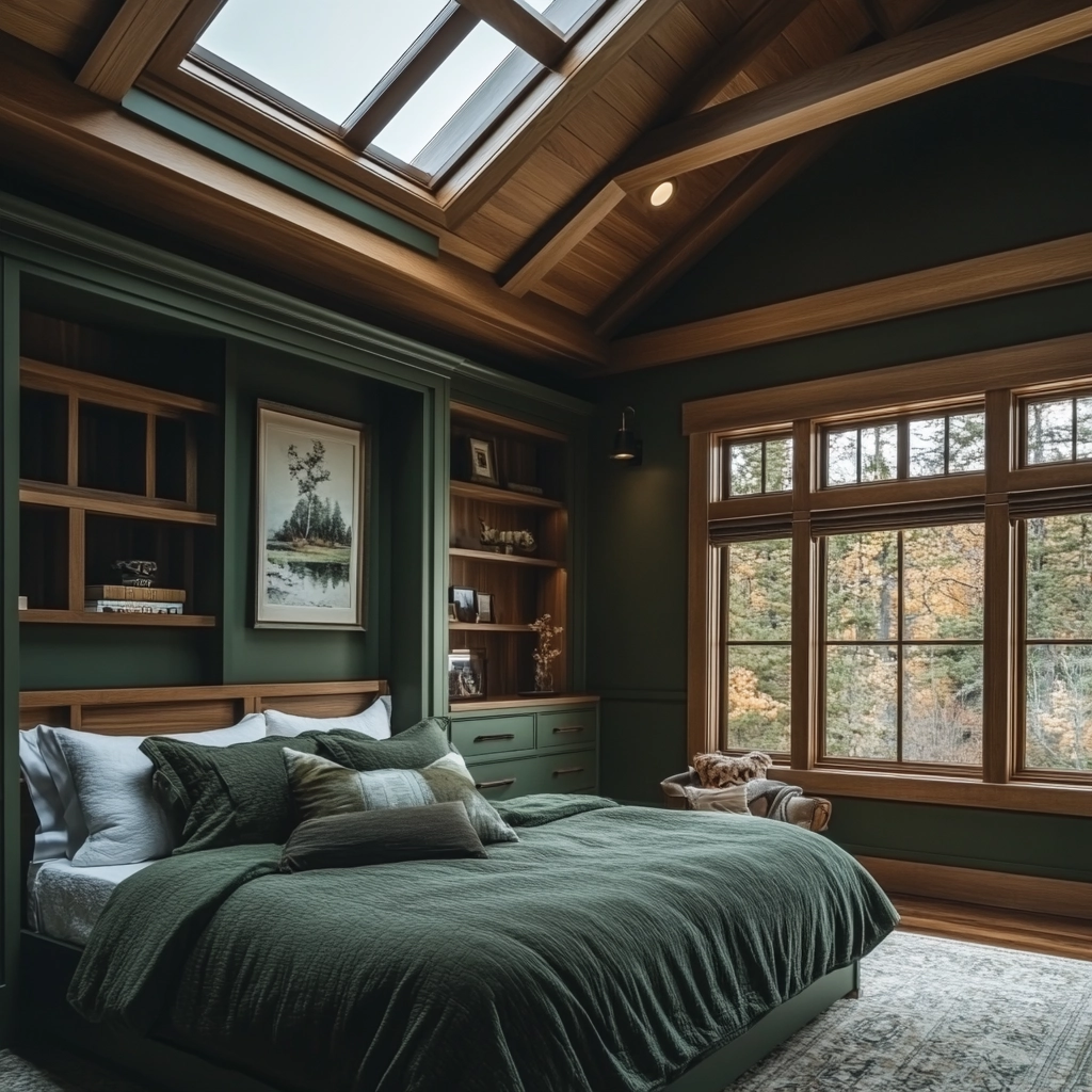 dark green farmhouse bedroom 47