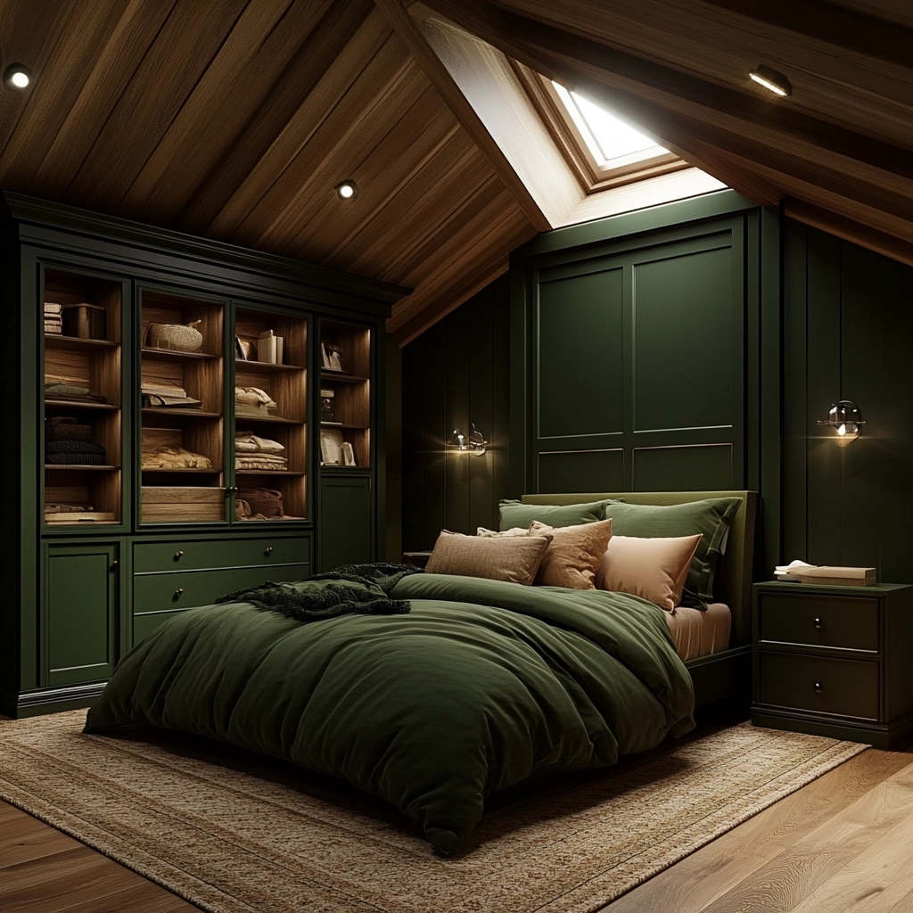 dark green farmhouse bedroom 48