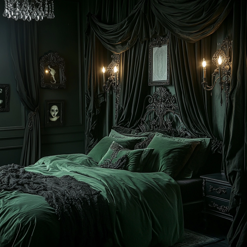 dark green farmhouse bedroom 49