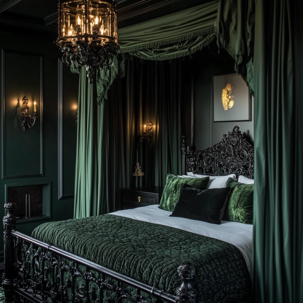 dark green farmhouse bedroom 51