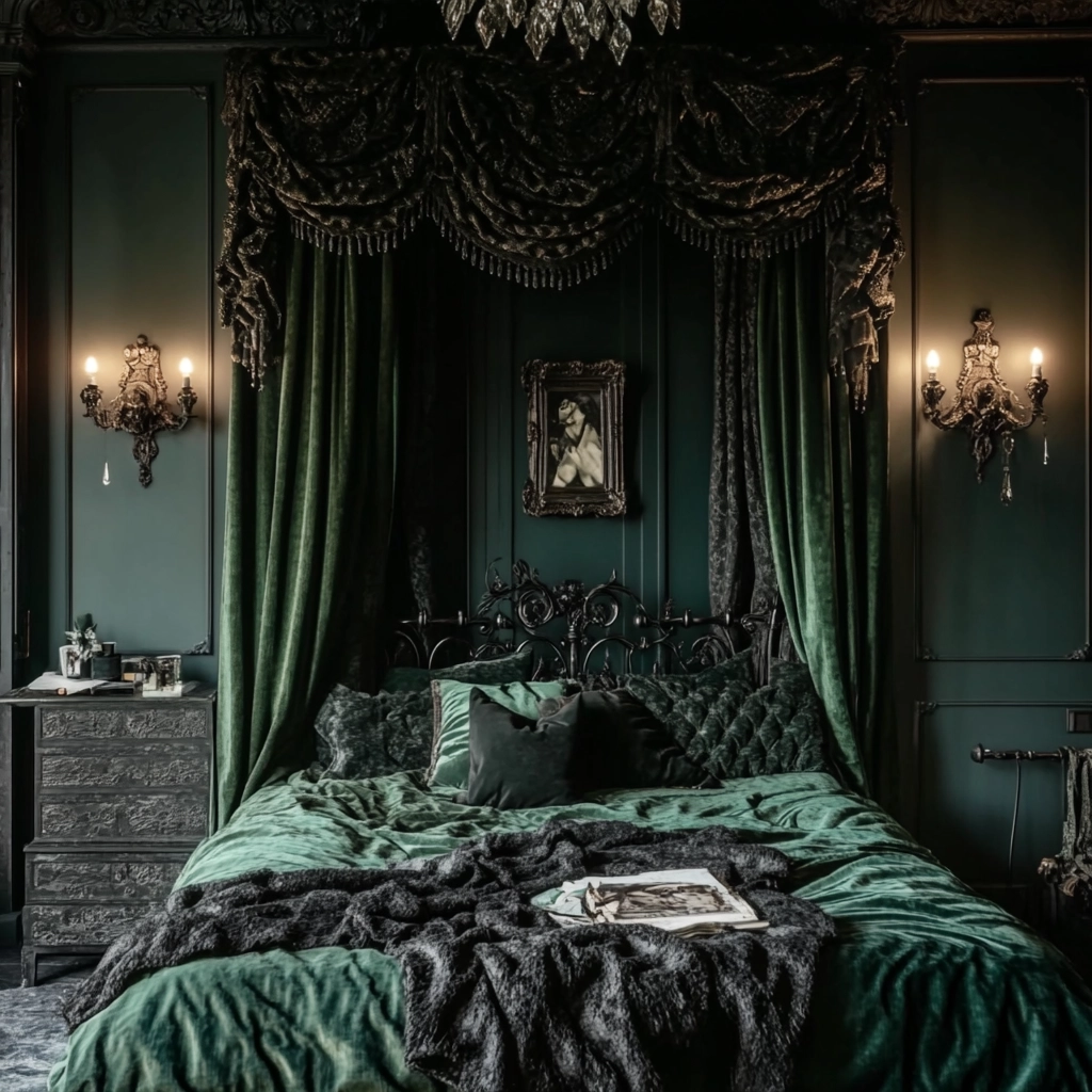 dark green farmhouse bedroom 52