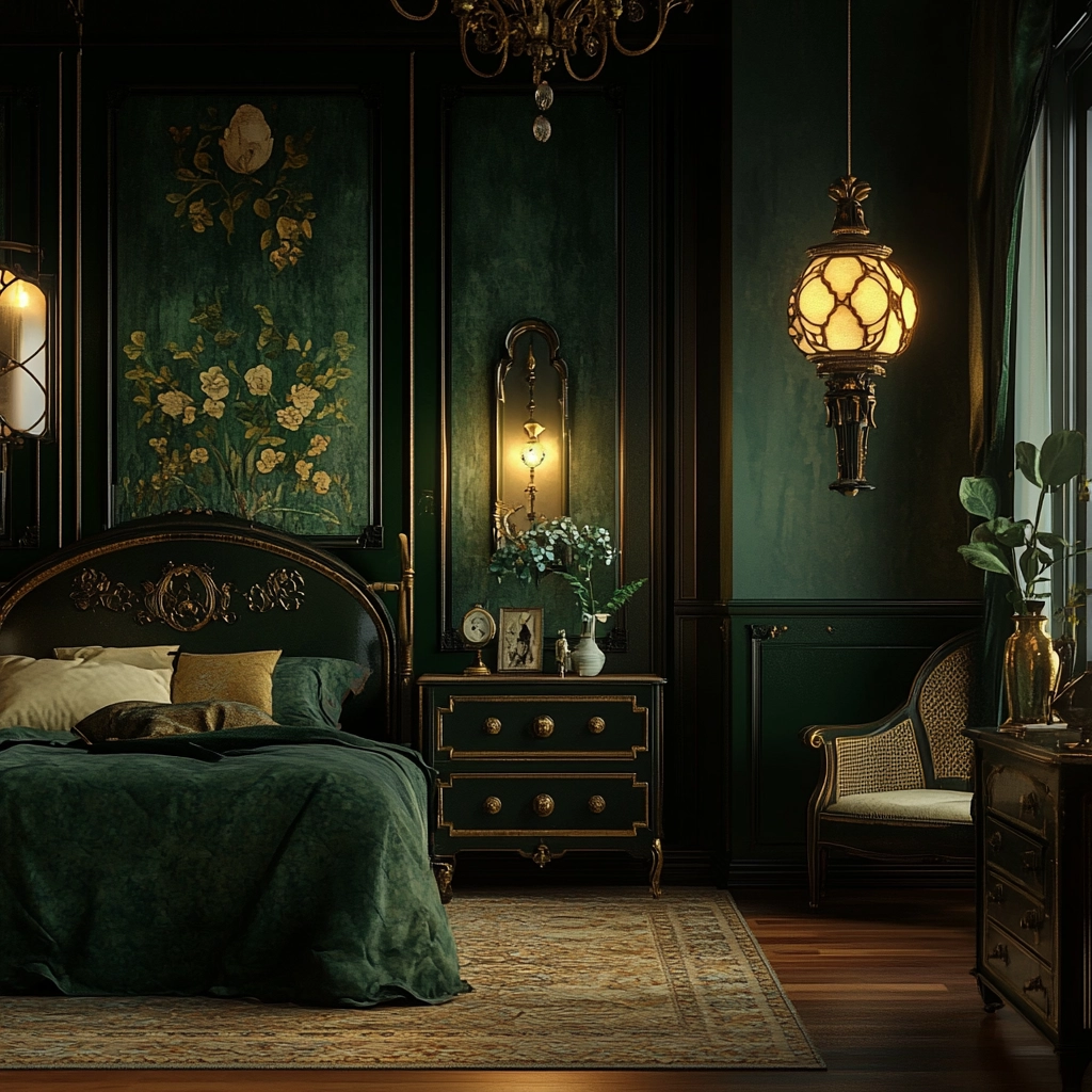 dark green farmhouse bedroom 73