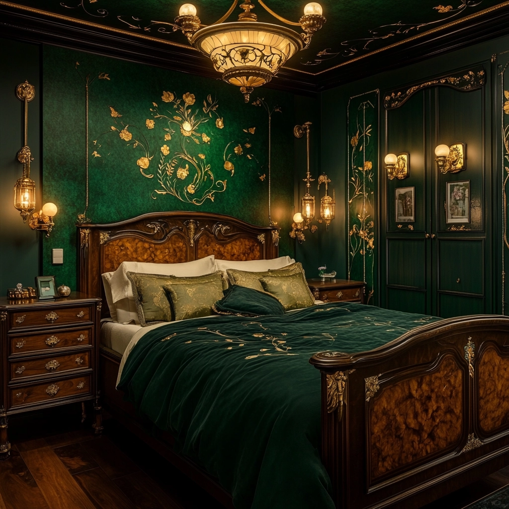 dark green farmhouse bedroom 74