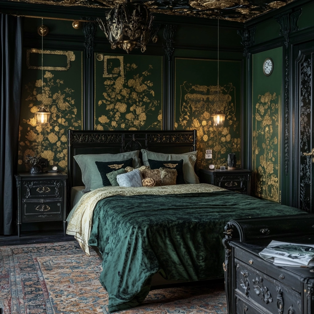 dark green farmhouse bedroom 75
