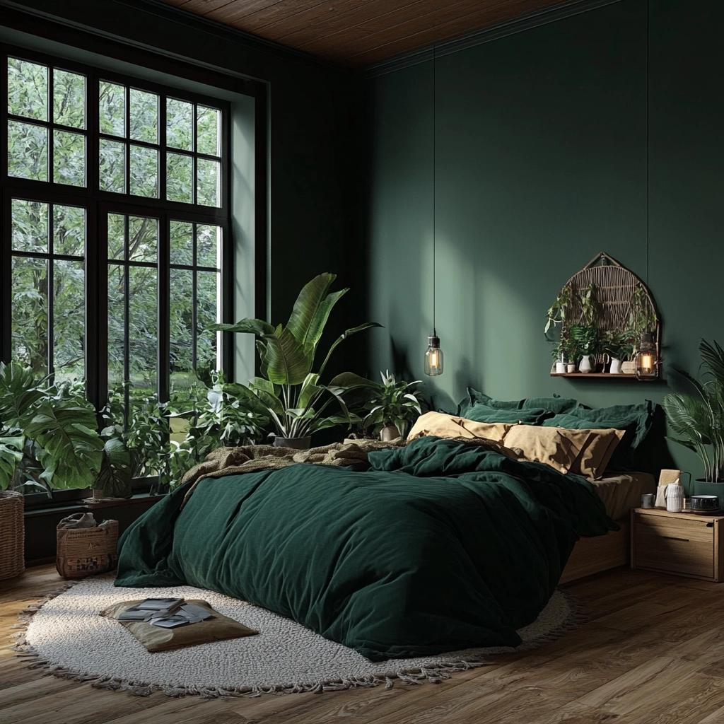 dark green farmhouse bedroom 77