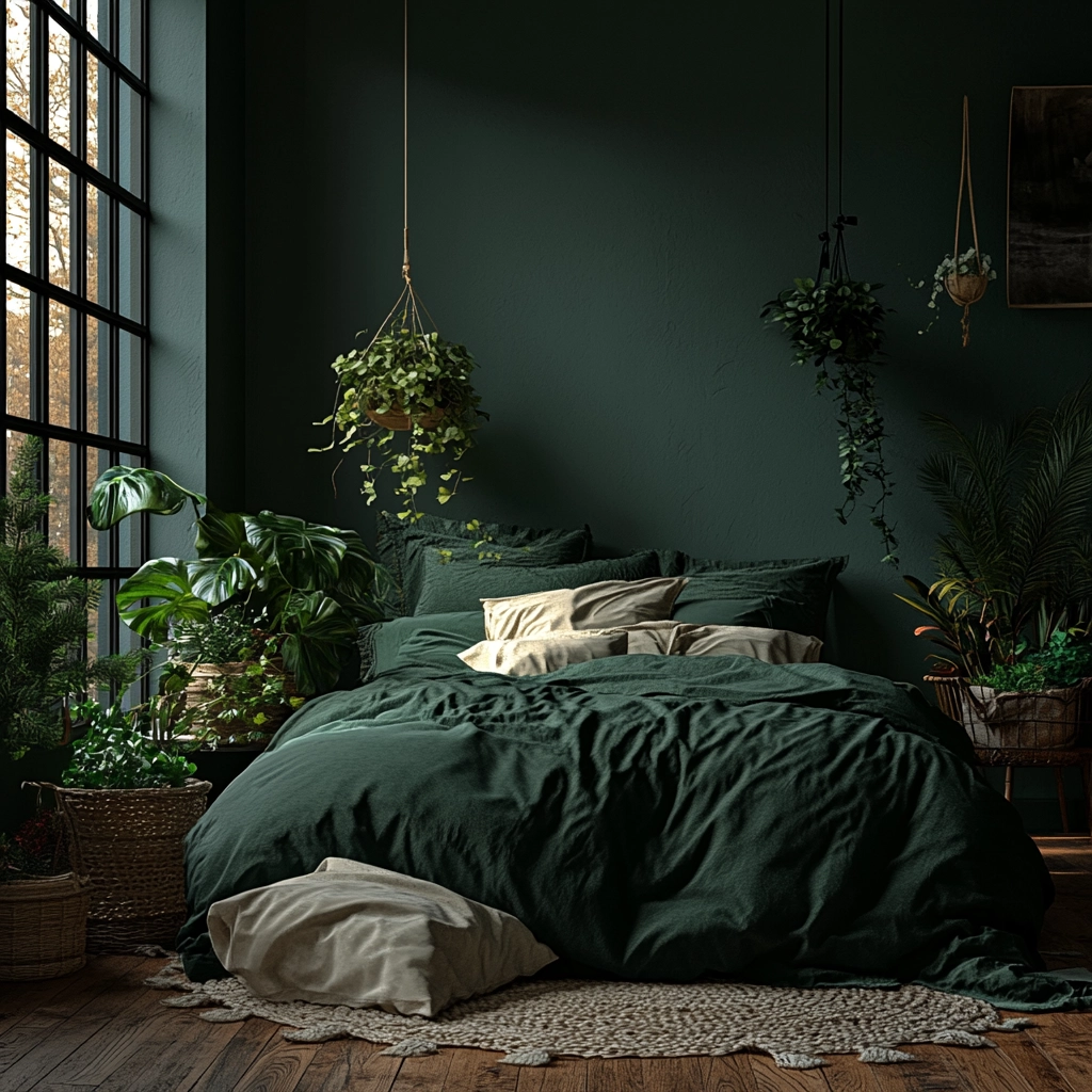 dark green farmhouse bedroom 79