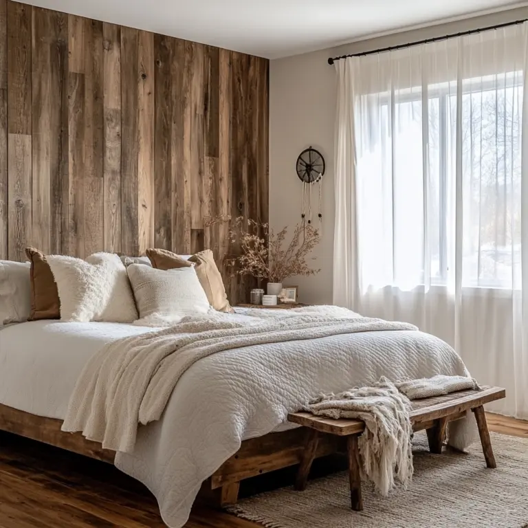 farmhouse accent wall bedroom 1