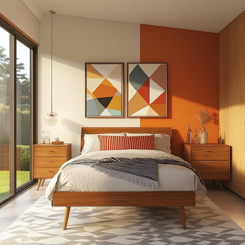 farmhouse accent wall bedroom 23