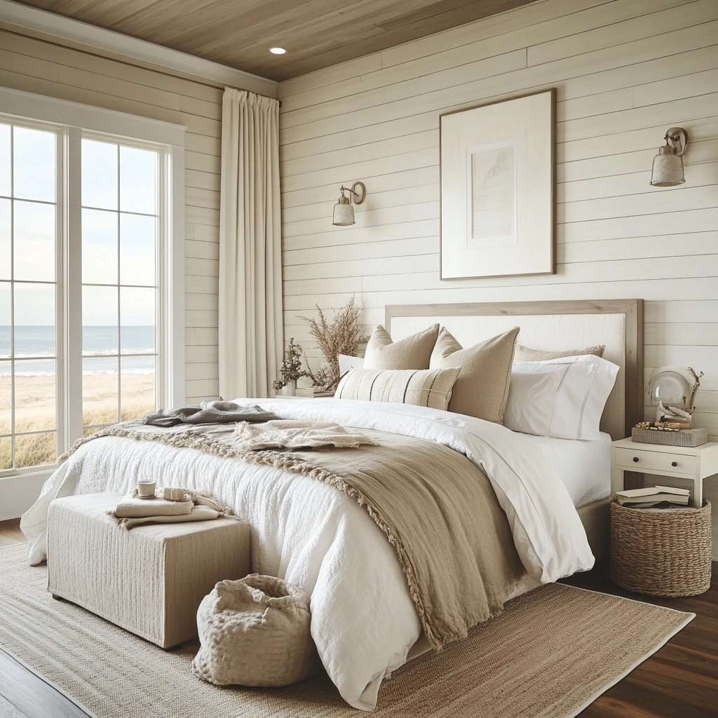 farmhouse accent wall bedroom 33