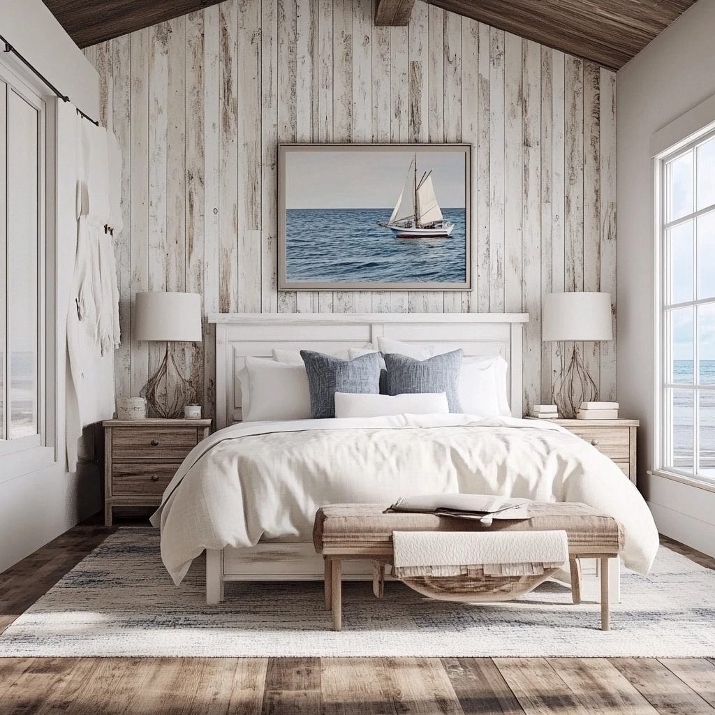 farmhouse accent wall bedroom 34