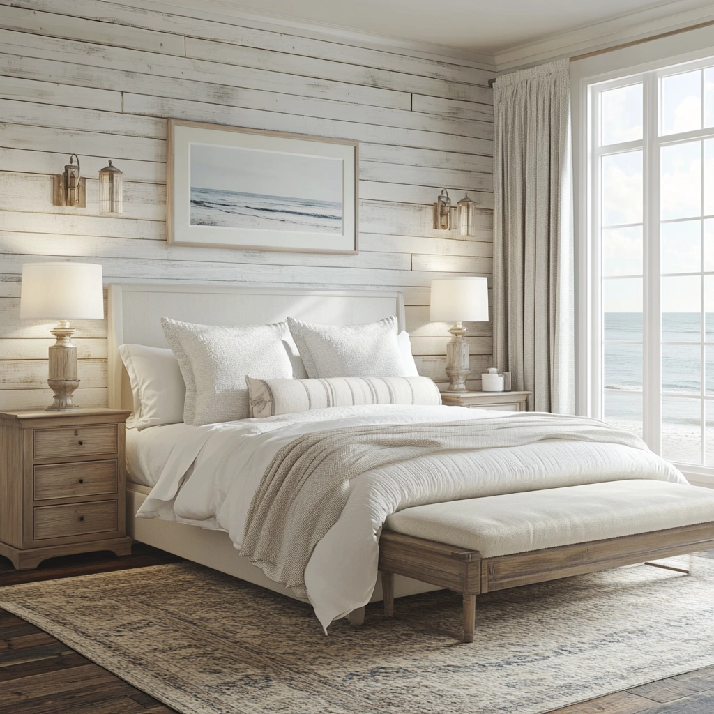 farmhouse accent wall bedroom 35