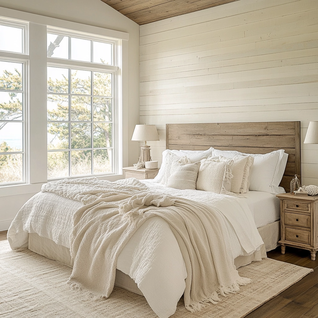 farmhouse accent wall bedroom 36
