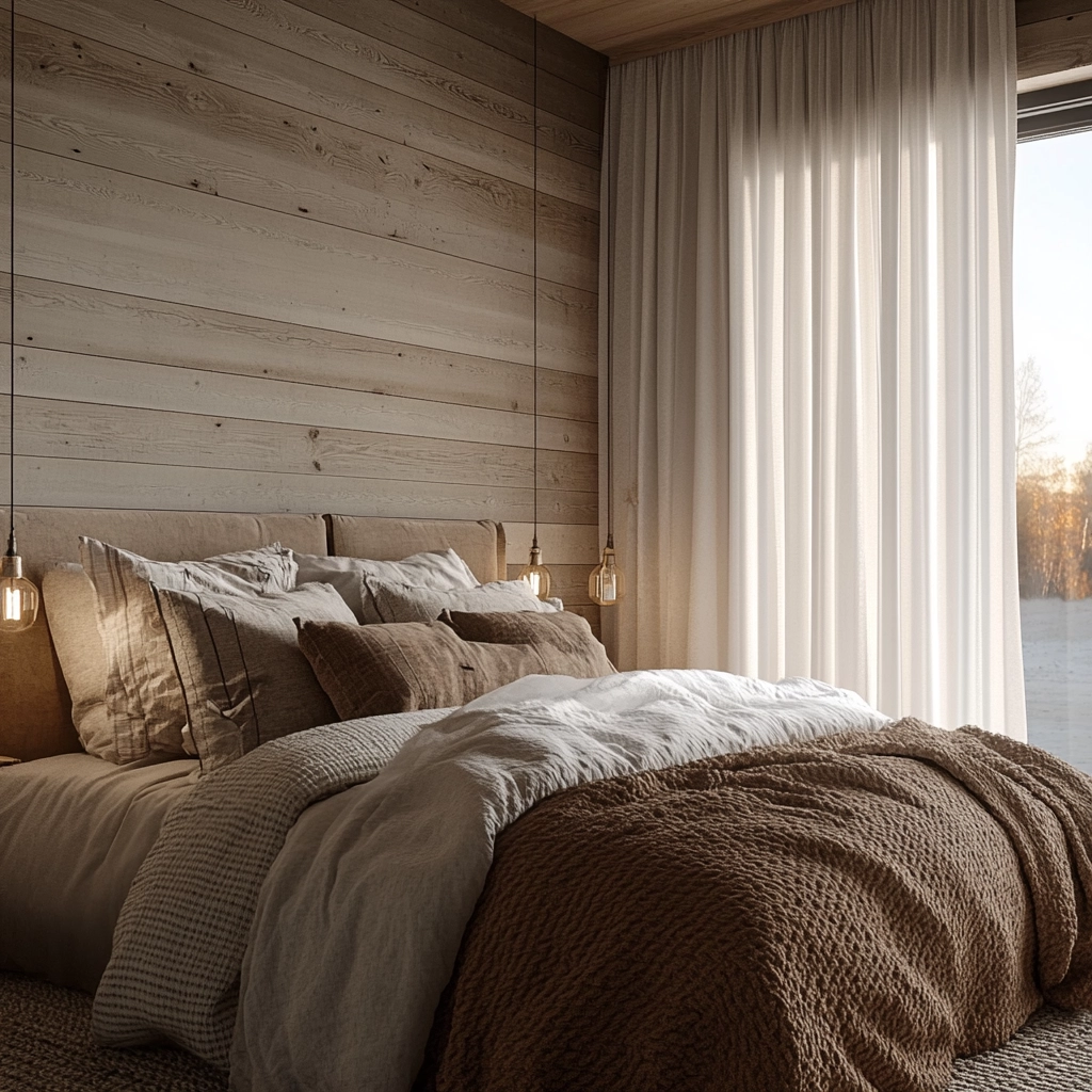 farmhouse accent wall bedroom 42