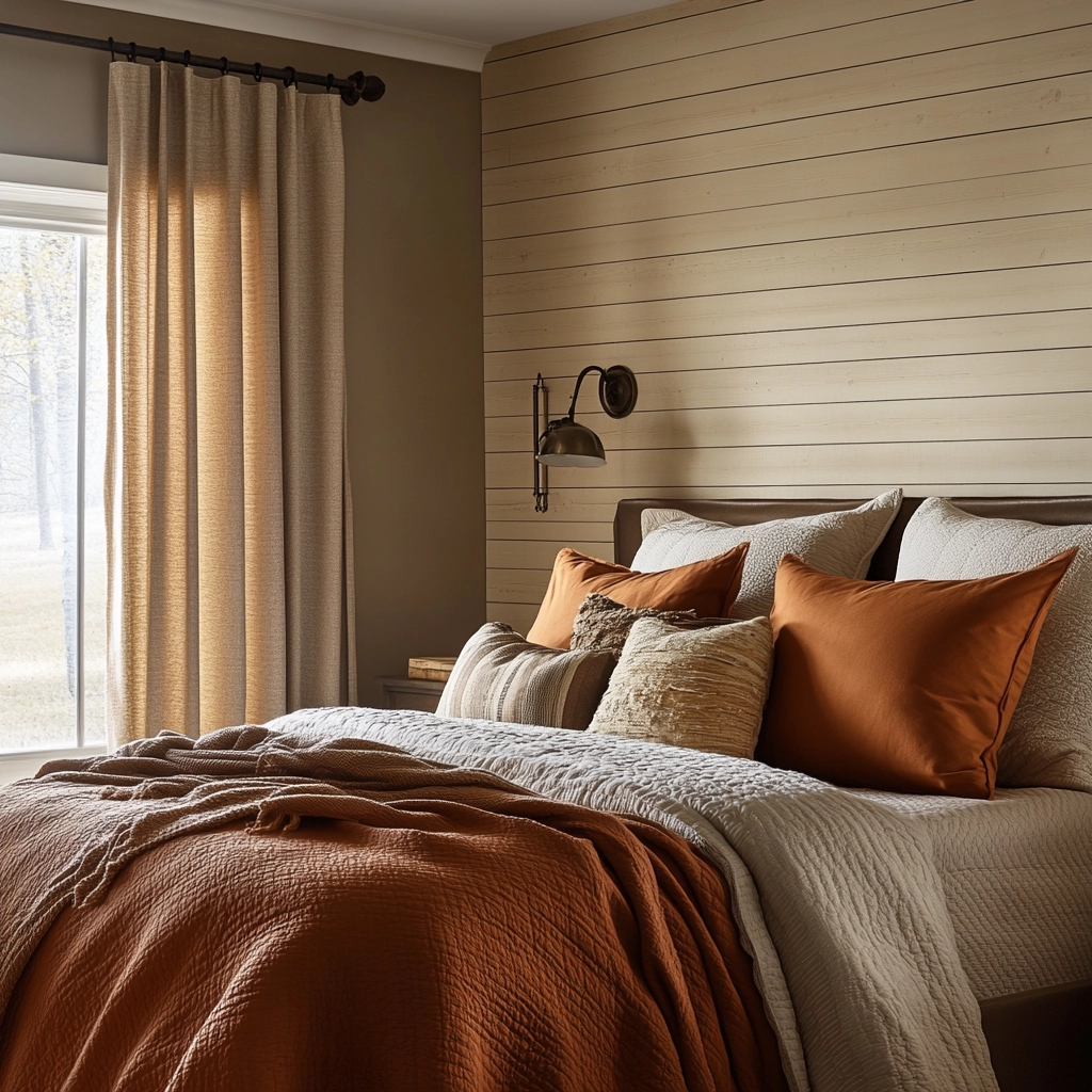 farmhouse accent wall bedroom 44
