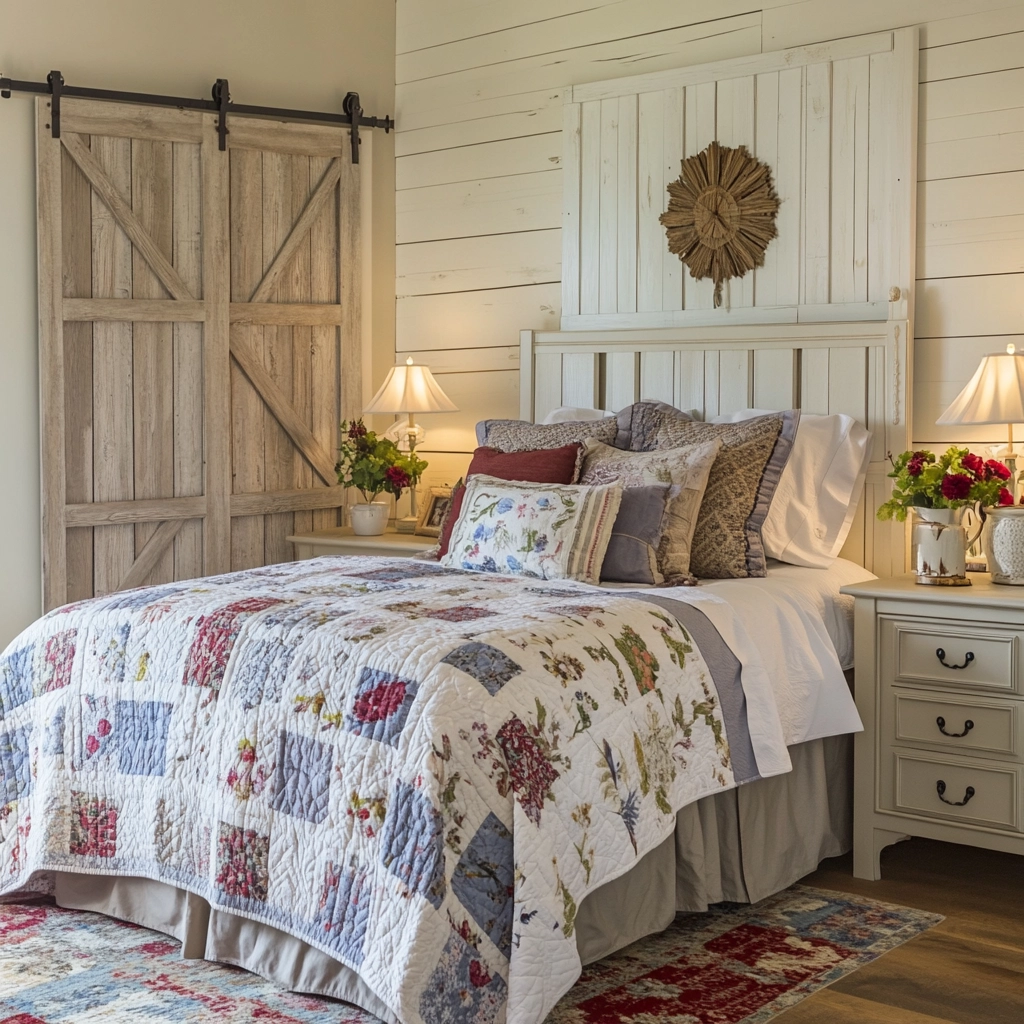 farmhouse accent wall bedroom 79