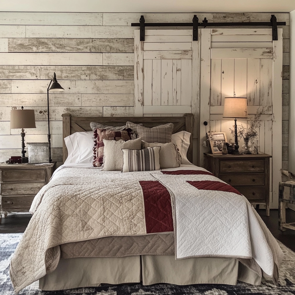 farmhouse accent wall bedroom 80