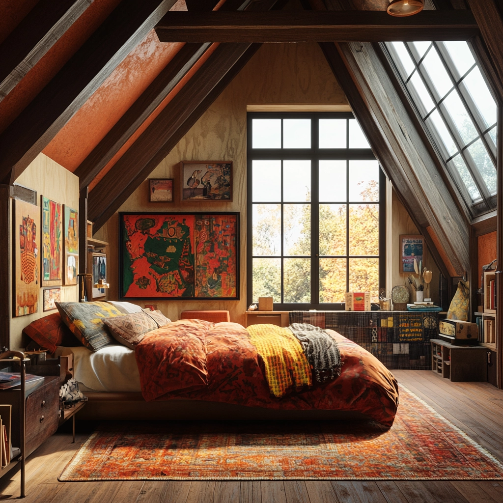 farmhouse attic bedroom 49