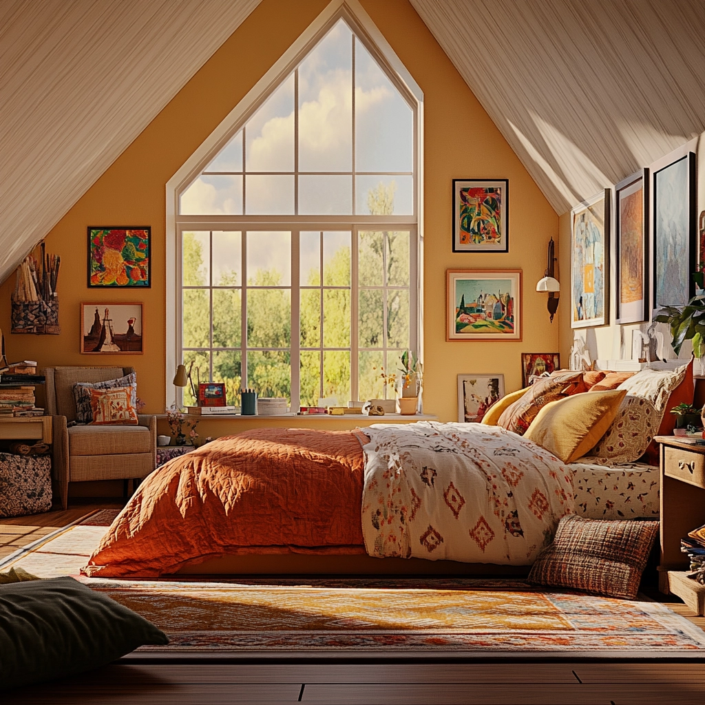 farmhouse attic bedroom 52